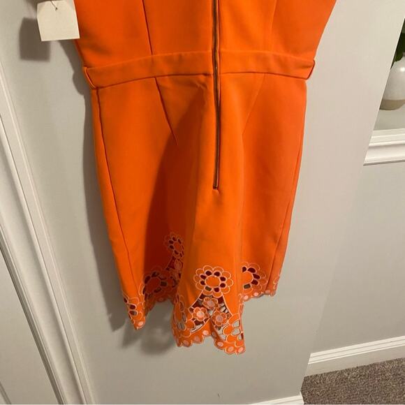 NWT Manoush Orange Eyelet Sheath Mini Dress Small - Picture 6 of 13